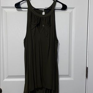 Olive Green Twist Front Sleeveless Top